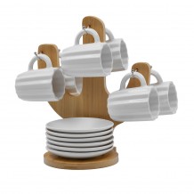 CACTUS ΚΟΥΠΑ ESPRESSO ΣΕΤ 6 ΤΜΧ ΠΟΡΣΕΛΑΝΗ BAMBOO ΛΕΥΚΟ ΦΥΣΙΚΟ 17x11 5xH21 5cm c492454