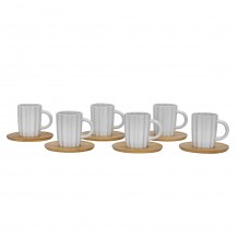 CACTUS ΚΟΥΠΑ ESPRESSO ΣΕΤ 6 ΤΜΧ ΠΟΡΣΕΛΑΝΗ BAMBOO ΛΕΥΚΟ ΦΥΣΙΚΟ 32x28xH7cm c492455