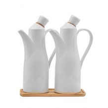 CURVE ΔΟΧΕΙΟ ΑΠΟΘΗΚΕΥΣΗΣ ΣΕΤ ΛΑΔΙΟΥ ΚΑΙ ΞΥΔΙΟΥ ΠΟΡΣΕΛΑΝΗ BAMBOO ΛΕΥΚΟ ΦΥΣΙΚΟ 21x11xH25cm c492463