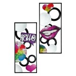 Wall Relief Rectangular Street Art Graffiti Motif Μέταλλο Καθρέφτης Γυάλινο Multi-Coloured PU 2 Pcs Assorted L 25 cm c492474