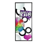 Wall Relief Rectangular Street Art Graffiti Motif Μέταλλο Καθρέφτης Γυάλινο Multi-Coloured PU 2 Pcs Assorted L 25 cm c492474
