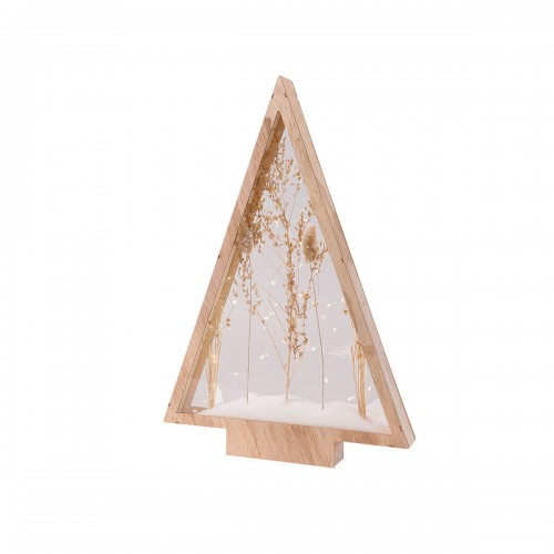 Stand Relief Led Χριστουγεννιάτικο Δέντρο Dried Λουλούδι Motif Ξύλο Ecru PU 40x5x58cm c492484