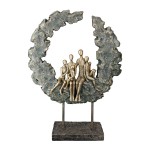 Γλυπτό Round Familie Πολυρεζίνη Χρυσό Πράσινο PU 14x8x32 5cm c492518