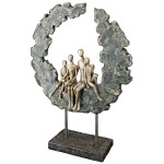 Γλυπτό Round Familie Πολυρεζίνη Χρυσό Πράσινο PU 14x8x32 5cm c492518