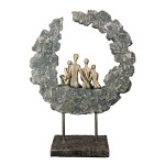 Γλυπτό Round Familie Πολυρεζίνη Χρυσό Πράσινο PU 14x8x32 5cm c492518