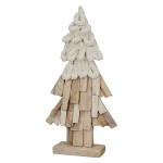 Stand Relief Χριστουγεννιάτικο Δέντρο Corda Ξύλο Ecru PU 25x9x60cm c492536