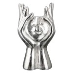 Face Βάζο Hands Pose Face Motif Αλουμίνιο Ασημένιο PU 18x12X30cm c492568