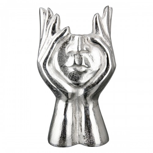 Face Βάζο Hands Pose Face Motif Αλουμίνιο Ασημένιο PU 18x12X30cm c492568
