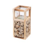 Φανάρι Καταιγίδας Catasta Γυάλινο Ξύλο Ecru PU 14x14x30cm c492580