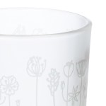 Φανάρι Καταιγίδας Cylindrical Flower Λουλουδάτο Design Γυάλινο Λευκό PU 18 H cm D 7 cm c492633