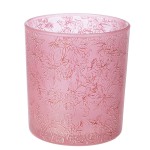 Φανάρι Καταιγίδας Cylindrical Rose Λουλουδάτο Pattern Γυάλινο Clear Rose PU 18 Pcs Assorted H cm D 7 cm c492635