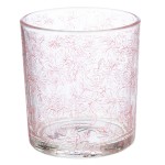 Φανάρι Καταιγίδας Cylindrical Rose Λουλουδάτο Pattern Γυάλινο Clear Rose PU 18 Pcs Assorted H cm D 7 cm c492635