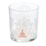 Φανάρι Καταιγίδας Cylindrical Namaste Δέντρο Motif Lotus Motif Yoga Motif Γυάλινο Brown Clear PU 18 Pcs Assorted H c c492636