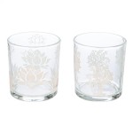 Φανάρι Καταιγίδας Cylindrical Namaste Δέντρο Motif Lotus Motif Yoga Motif Γυάλινο Brown Clear PU 18 Pcs Assorted H c c492636