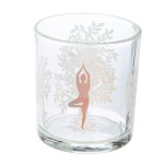 Φανάρι Καταιγίδας Cylindrical Namaste Δέντρο Motif Lotus Motif Yoga Motif Γυάλινο Brown Clear PU 18 Pcs Assorted H c c492636