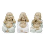 Φιγούρα Buddha Meditation Πολυρεζίνη Ecru PU 12 Pcs Assorted 6x5x9 5cm c492657