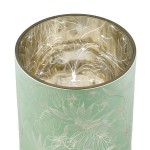 Φανάρι Καταιγίδας Cylindrical Tropic Leaf Motif Γυάλινο Πράσινο Pink PU Pcs Assorted H 125 cm D 10 cm c492667