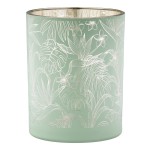 Φανάρι Καταιγίδας Cylindrical Tropic Leaf Motif Γυάλινο Πράσινο Pink PU Pcs Assorted H 125 cm D 10 cm c492667