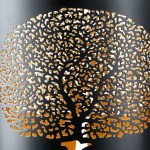 Φανάρι Καταιγίδας Cylindrical Solitary Tree Δέντρο Motif Μέταλλο Μαύρο Χρυσό PU 4 17x12X20cm c492672