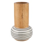 Βάζο Black White Dotted Striped Ξύλο Ecru Λευκό PU Pcs Assorted H 19 cmd 12 cm c492680