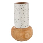 Βάζο Black White Dotted Striped Ξύλο Ecru Λευκό PU Pcs Assorted H 19 cmd 12 cm c492680