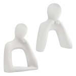  Σετ 2 τεμαχίων Φιγούρα Person Think Κεραμικό Λευκό 175X75X20Cm 175X75X20Cm c492692