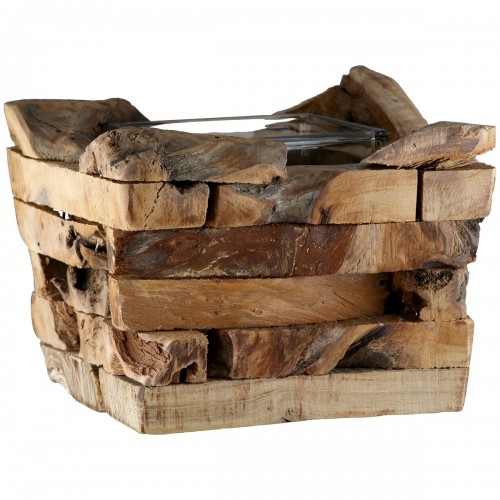 Φανάρι Καταιγίδας Dhaka Ξύλο Ecru PU 4 14x14x10cm c492712