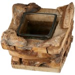 Φανάρι Καταιγίδας Dhaka Ξύλο Ecru PU 4 14x14x10cm c492712