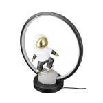 Τραπέζι Λάμπα Led Astronaut Apollo Πολυρεζίνη Μαύρο Γκρι PU 30 5x14 5x33cm c492738