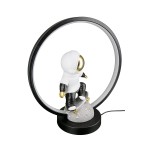 Τραπέζι Λάμπα Led Astronaut Apollo Πολυρεζίνη Μαύρο Γκρι PU 30 5x14 5x33cm c492738