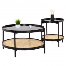 ΣΕΤ 2ΤΜΧ ΤΡΑΠΕΖΙΑ ΣΑΛΟΝΙΟΥ SEITZ HM21086 ΜΕΤΑΛΛΟ-ΣΥΝΘΕΤΙΚΟ RATTAN Φ80εκ Φ50εκ c492768