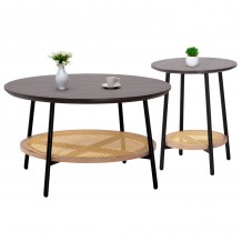 ΣΕΤ 2ΤΜΧ ΤΡΑΠΕΖΙΑ ΣΑΛΟΝΙΟΥ SEWELL HM21087 MDF-ΜΕΤΑΛΛΟ-ΣΥΝΘΕΤΙΚΟ RATTAN Φ80εκ Φ45εκ c492769