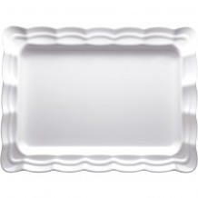 Πιατέλα Ορθογώνια Μελαμίνης 49x32xY5cm με σχέδιο στο Rim λευκή Morleos c492801