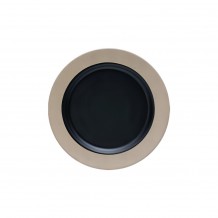 Πιάτο Ρηχό Μελαμίνης φ24xΥ2 6cm Μαύρο ματ με μπεζ rim Morleos - Σετ 6 c492820