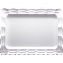 Πιατέλα Ορθογώνια Μελαμίνης 56 8x37xY5 5cm με σχέδιο στο Rim λευκή Morleos c492841