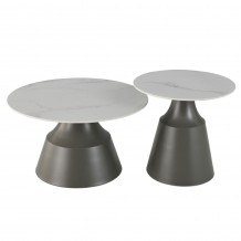 KAIA COFFEE TABLE SET 2ΤΕΜ ΛΕΥΚΟ ΜΑΥΡΟ 70x70x40 c492982