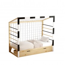 ΚΡΕΒΑΤΙ ΠΑΙΔΙΚΟ ΜΕ ΣΥΡΤΑΡΙ GOALIE HM700 ΞΥΛΟ ΠΕΥΚΟΥ ΦΥΣΙΚΟ-ΛΕΥΚΟ-ΜΑΥΡΟ- 190x90εκ c493031