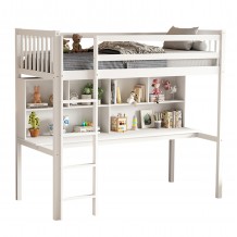 ΠΑΙΔΙΚH KOYKETA ΜΕ ΓΡΑΦΕΙΟ ΒΙΒΛΙΟΘΗΚΗ LIBRO HM708 03 ΞΥΛΟ ΠΕΥΚΟΥ ΛΕΥΚΟ- 90x190εκ c493327