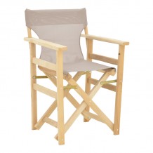 Καρέκλα-πολυθρόνα σκηνοθέτη Kompa pakoworld μασίφ σε απόχρωση άβαφου ξύλου-πανί Nexus taupe c493378