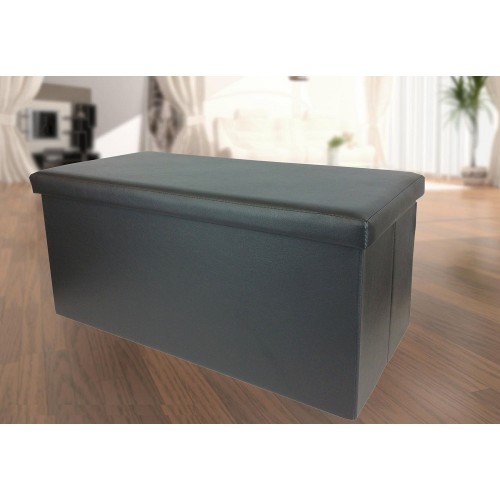 Σκαμπό Με Αποθηκευτικό Χώρο Μαύρο Δέρμα 76x38x38cm c493391