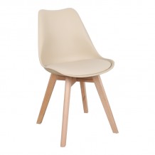 Καρέκλα Gaston pakoworld PP-PU taupe απόχρωση- φυσικό πόδι 58x47x85εκ c493521