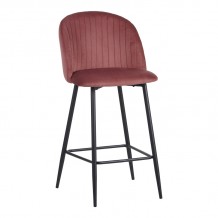 Σκαμπό μπαρ Barow pakoworld βελούδο σε σάπιο μήλο απόχρωση με μαύρα μεταλλικά πόδια 53x46 5x96 5 c493535