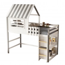 ΠΑΙΔΙΚΟ ΚΡΕΒΑΤΙ ΜΕ ΠΛΑΙΝΑ ΡΑΦΙΑ HOMI HM712 ΞΥΛΟ ΠΕΥΚΟΥ ΛΕΥΚΟ-ΓΚΡΙ-ΣΤΡΩΜΑ 90x190εκ c493566