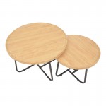 Tραπέζια σαλονιού Crismory pakoworld σετ 2τεμ MDF σε φυσική απόχρωση και μαύρα μεταλλικά πόδια c493645