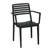 NOLA Πολυθρόνα Τραπεζαρίας Κήπου Στοιβαζόμενη PP - UV Protection Απόχρωση Μαύρο c493669