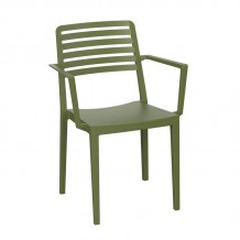 NOLA Πολυθρόνα Τραπεζαρίας Κήπου Στοιβαζόμενη PP - UV Protection Απόχρωση Λαδί c493670