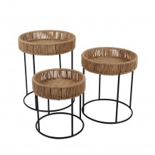 THASOS COFFEE TABLE SET 3ΤΕΜ ΦΥΣΙΚΟ ΜΑΥΡΟ 40x40x51 c493709 THASOS COFFEE TABLE SET 3ΤΕΜ ΦΥΣΙΚΟ ΜΑΥΡΟ 40x40x51 c493709