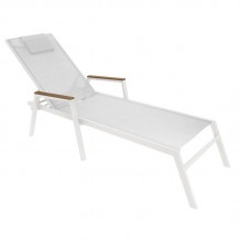 Ξαπλώστρα με μπράτσα Koby pakoworld αλουμίνιο λευκό-textilene μπεζ c493714