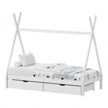 Παιδικό κρεβάτι Lalitto τ Montessori με 2 συρτάρια pakoworld ξύλο πεύκου σε λευκή απόχρωση 90x190εκ c494046