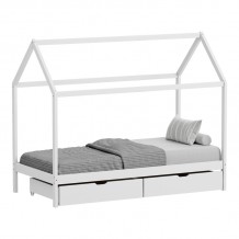 Παιδικό κρεβάτι Mellin τ Montessori με 2 συρτάρια pakoworld ξύλο πεύκου σε λευκή απόχρωση 90x190εκ c494074